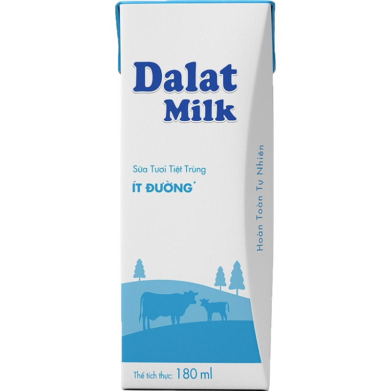 Sữa tươi tiệt trùng Dalat Milk ít đường 180ml