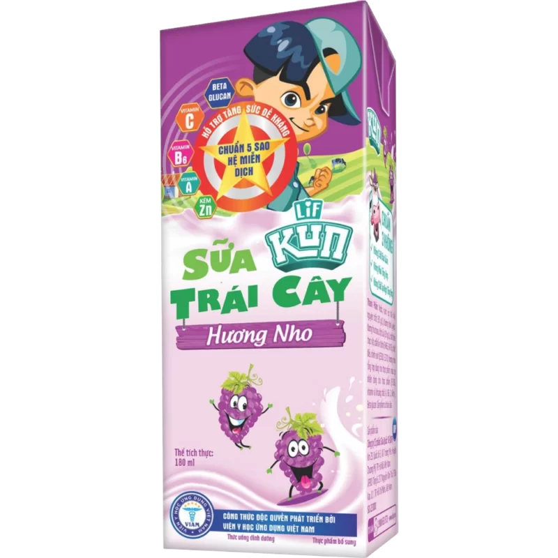 Sữa trái cây Kun hương nho 180ml