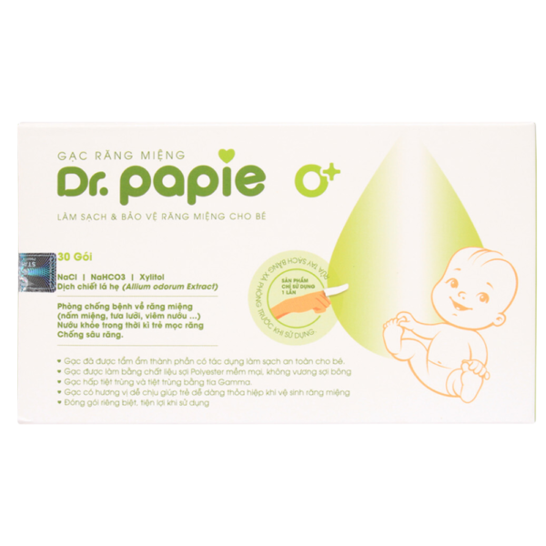 Gạc rơ lưỡi Dr Papie hộp 30 gói