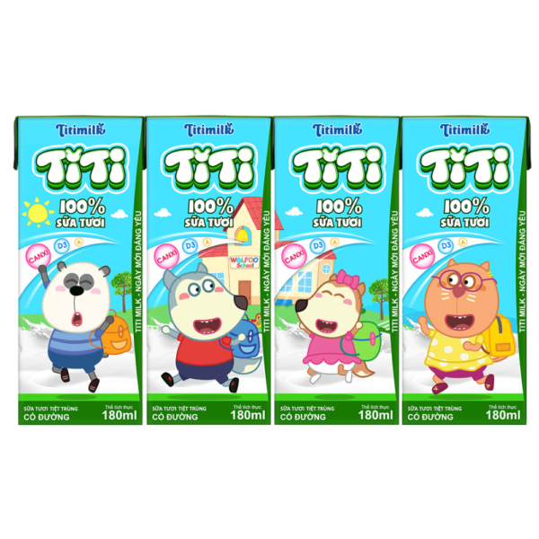 Sữa tươi tiệt trùng Titimilk có đường 180 ml