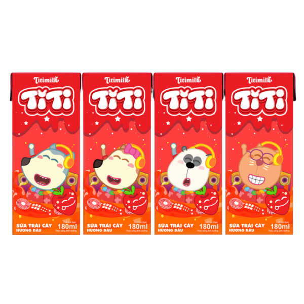 Sữa tươi tiệt trùng Titimilk vị dâu 180 ml