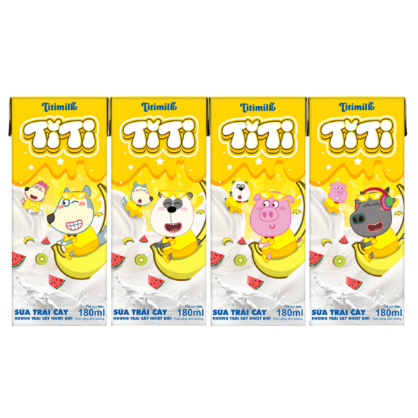 Sữa tươi tiệt trùng Titimilk vị trái cây bốn mùa 180 ml